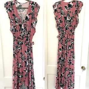 EUC Splendid faux wrap dress in floral pink
